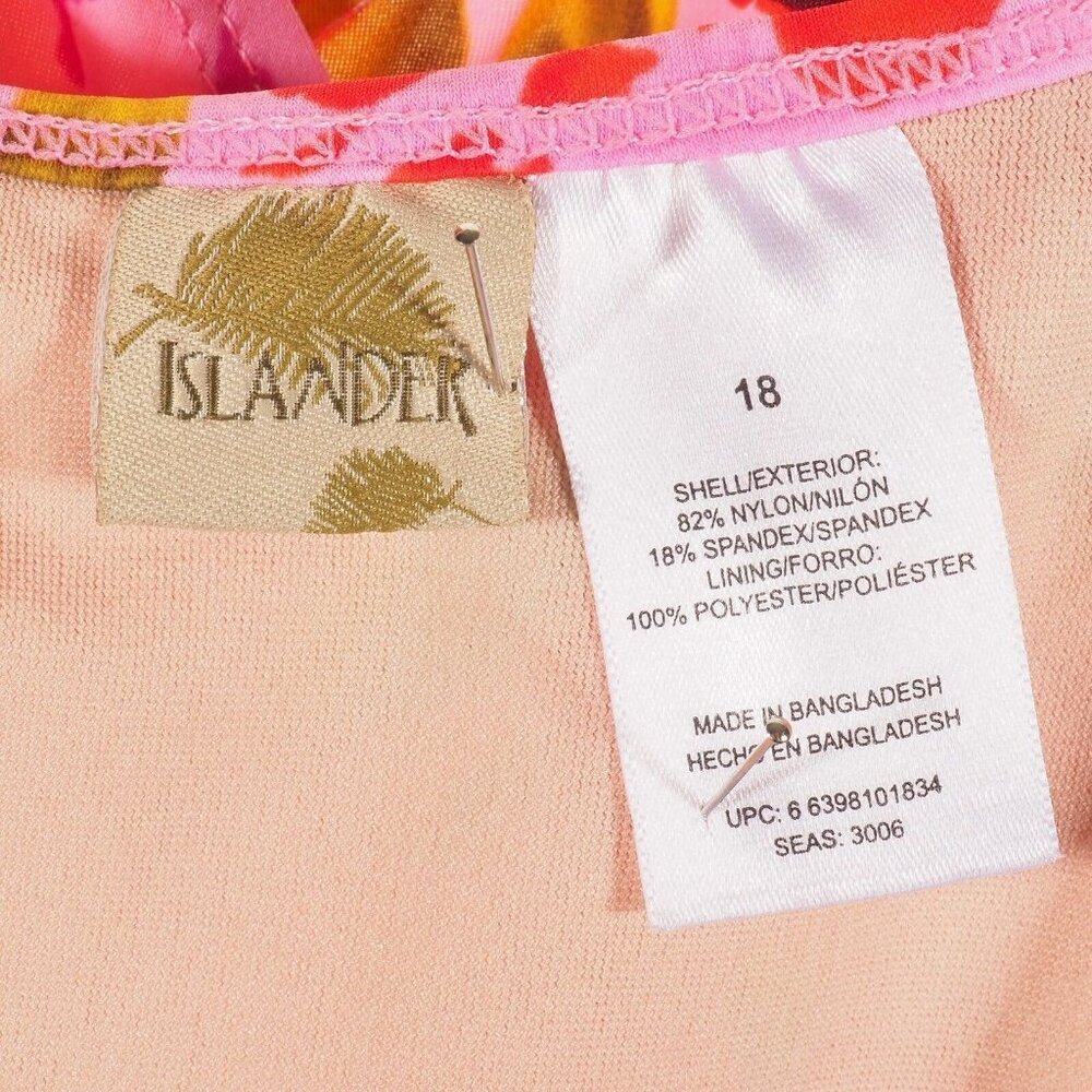 Islander Womens Swimsuit 18 One Piece Pink Floral Adjustable Straps - Picture 8 of 9